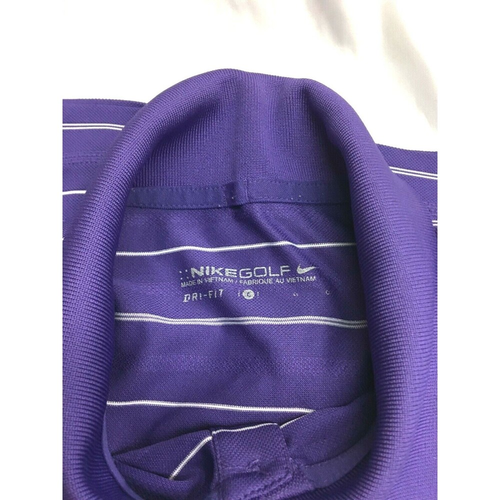 Nike Golf Men's Polo Dri Fit Purple White Sports Large Short Sleeves EUC - Picture 2 of 5